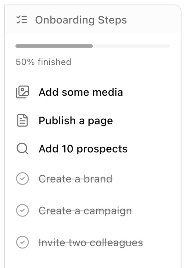 Architect onboarding steps component
